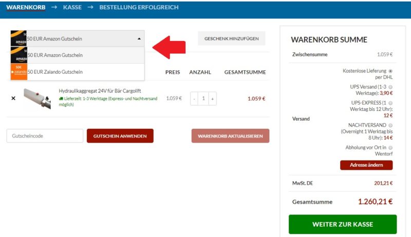 Warenkorbmitgutschein